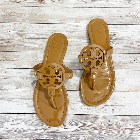 Tory Burch Shoes - Tory Burch Miller Patent Leather Sandal Tan Brown
Size 8.5